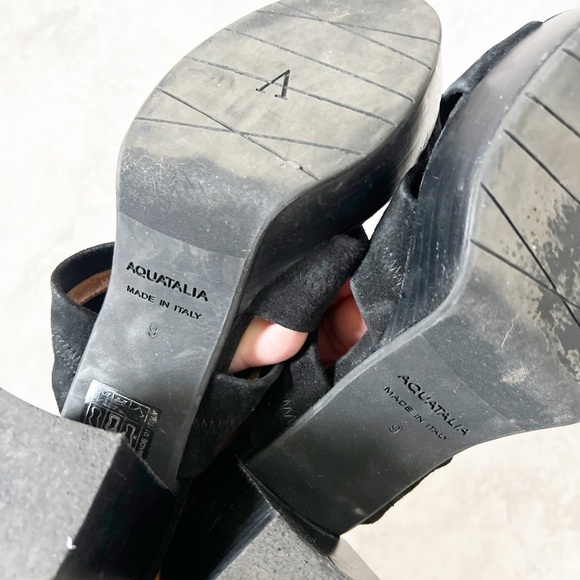 Aquatalia Summer Suede Strappy Platform Block Heel Sandals 9 Chunky Dress Classy - Picture 5 of 9